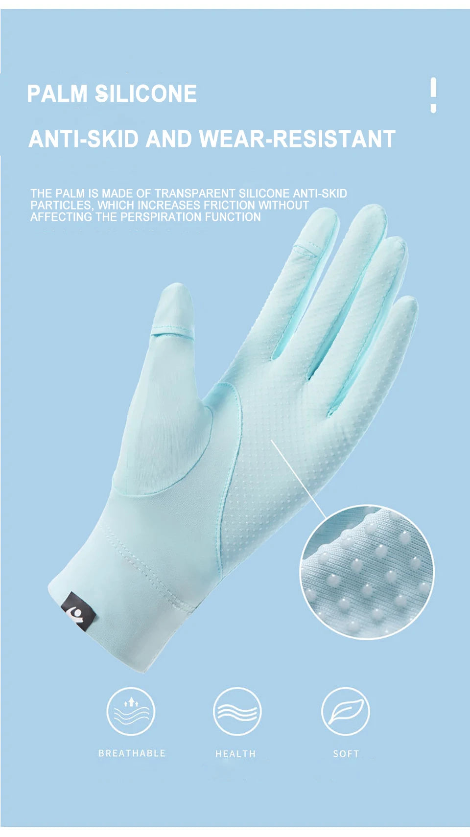 KoKossi Summer Sunscreen Gloves Breathable Anti UV Touch Screen Ice Silk Finger Flipping Gloves Riding Driving Gloves Woman