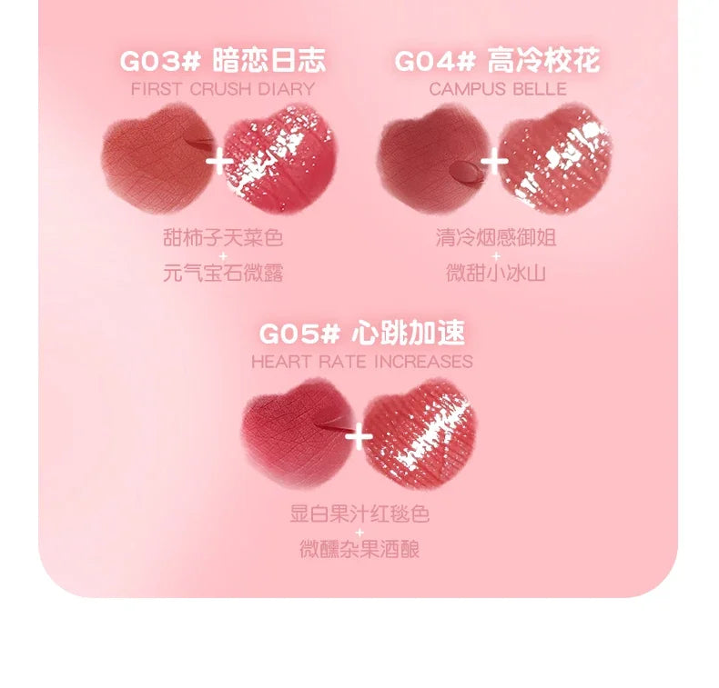 GOGO TALES Double Lip Gloss Mirror Finish Nude Color Korean Lipstick Matte Non-Sticky Lip Mud Long-Lasting Vegan Makeup