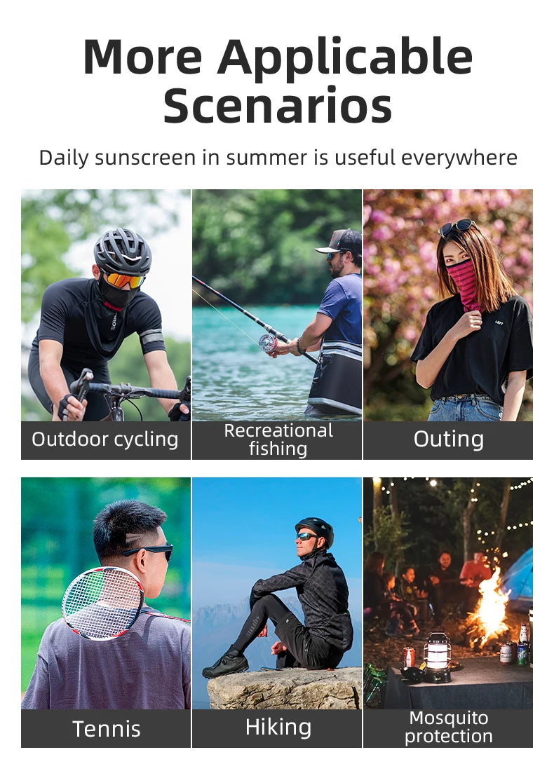 ROCKBROS Ice Silk Cycling Face Mask UV Sun Protect UPF50+ Summer Breathable Collar Scarf MTB Road Motorcycle Bike Bicycle Mask