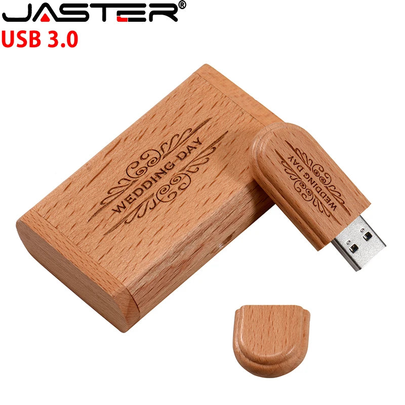 JASTER Wooden USB 3.0 Flash Drives 128GB Free Custom Logo Pen drive 64GB 32GB with Box Memory Stick Creative gift Laptop U disk