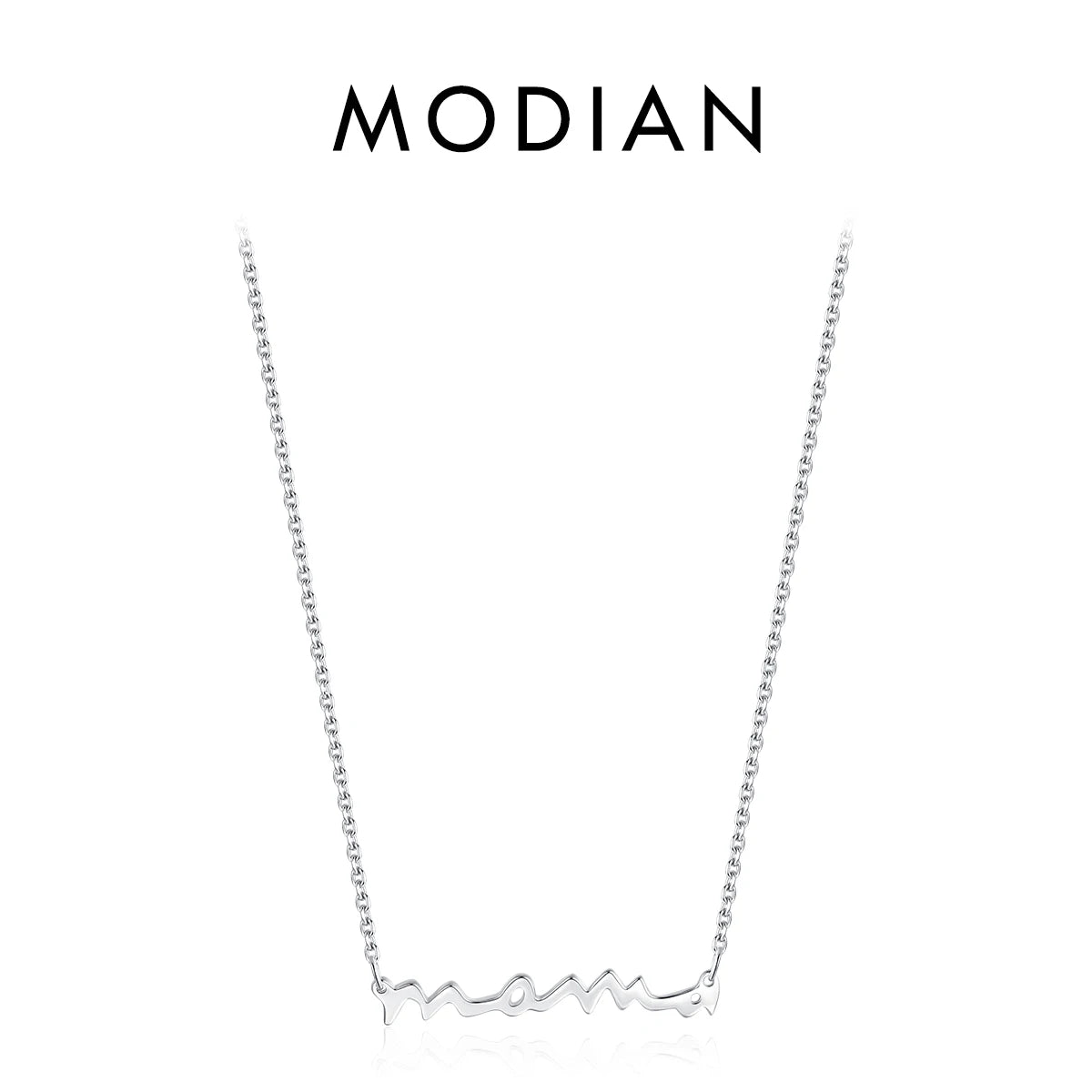 MODIAN Classic Design 925 Sterling Silver Letter Mama Pendant Necklace For Women Mom Mama Mother's Day birthday Christmas Gift