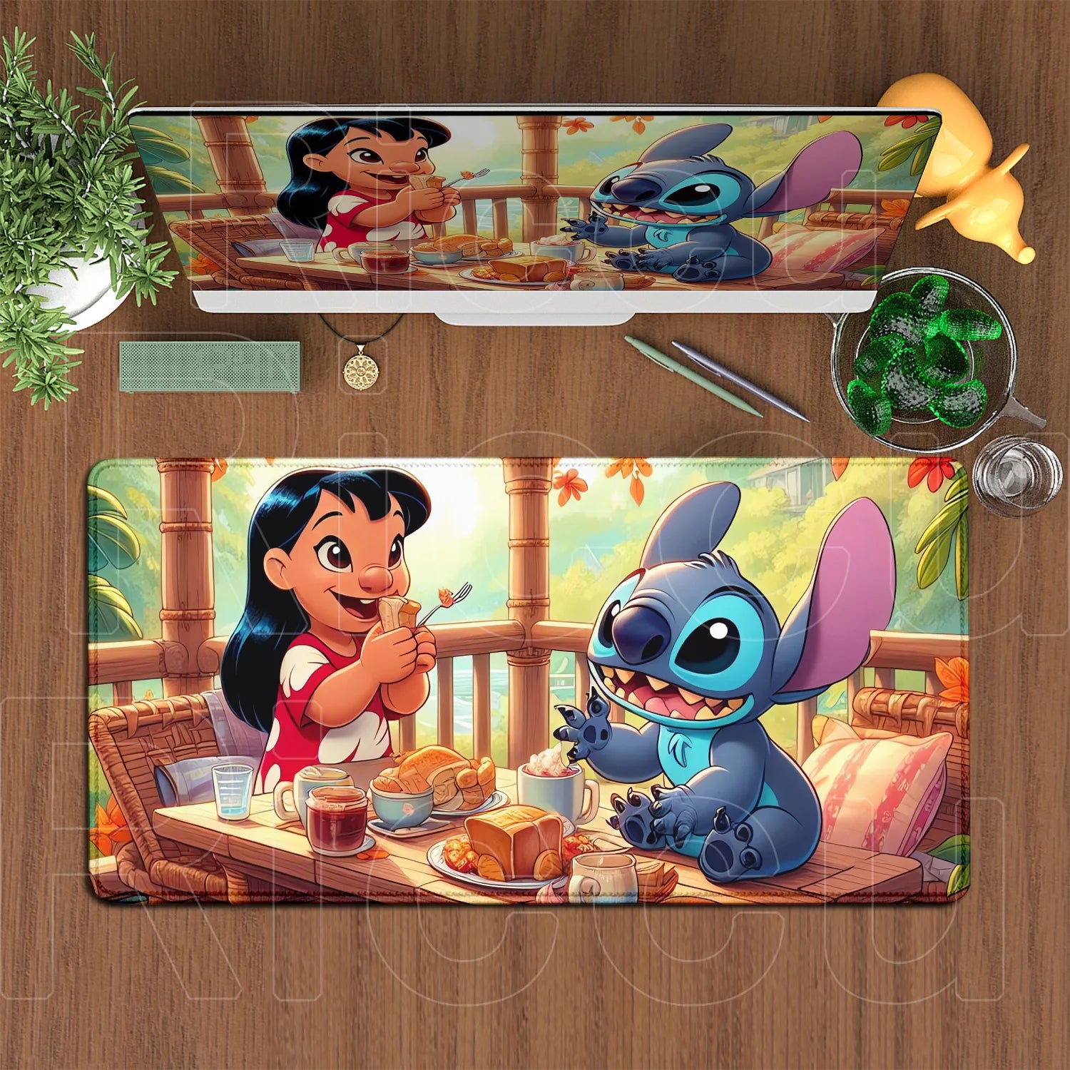 Large Gaming Mice Pad Kawaii Anime Stitch Mousepad Gamer Mausepad XXL Computer Office Speed Deskmat Keyboard Cabinet Accessories