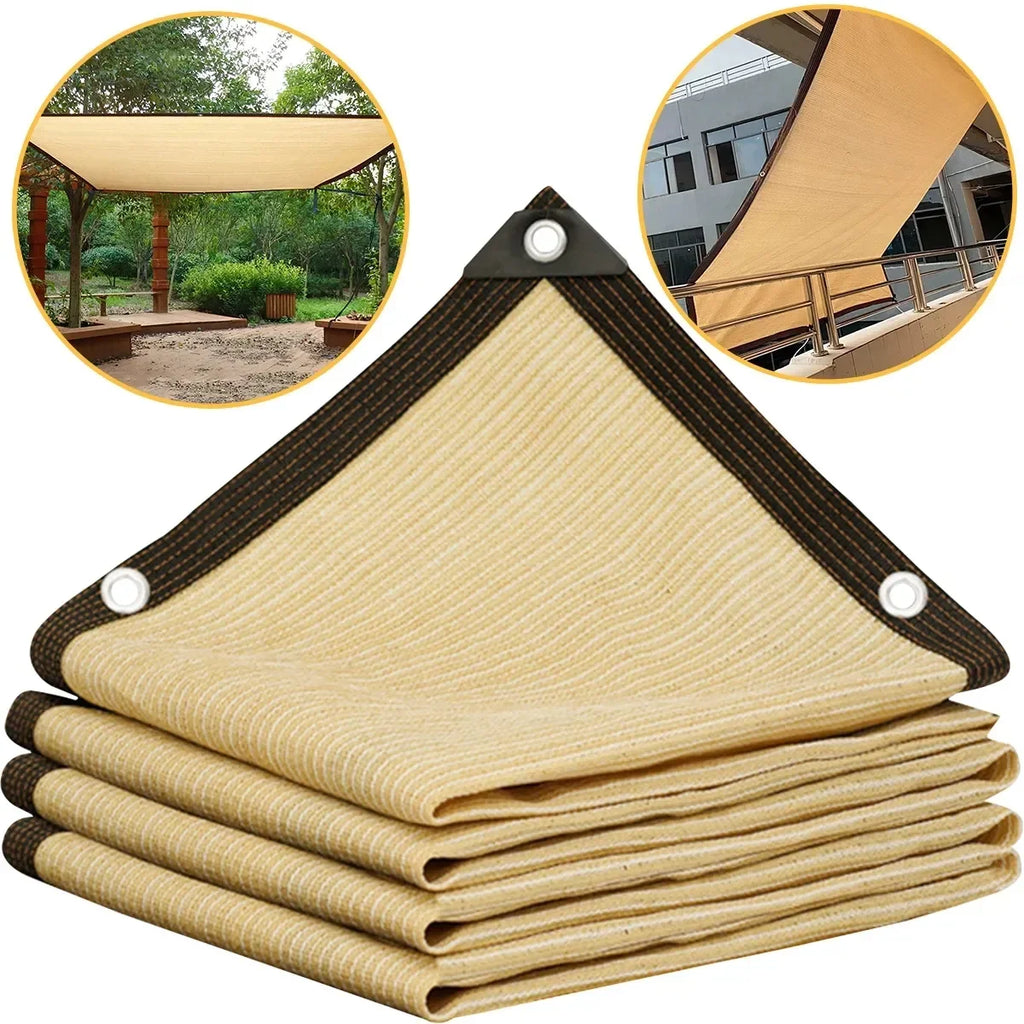 HDPE UV Protection Shade Net: Beige Sunscreen Mesh Fabric for Plant Shed, Outdoor Garden Sunshade & Patio Cover