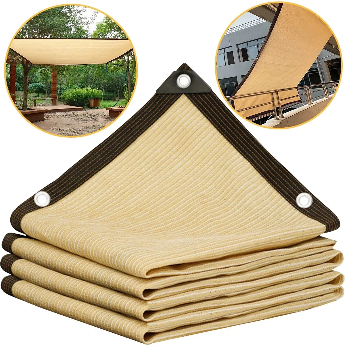 HDPE UV Protection Shade Net: Beige Sunscreen Mesh Fabric for Plant Shed, Outdoor Garden Sunshade & Patio Cover