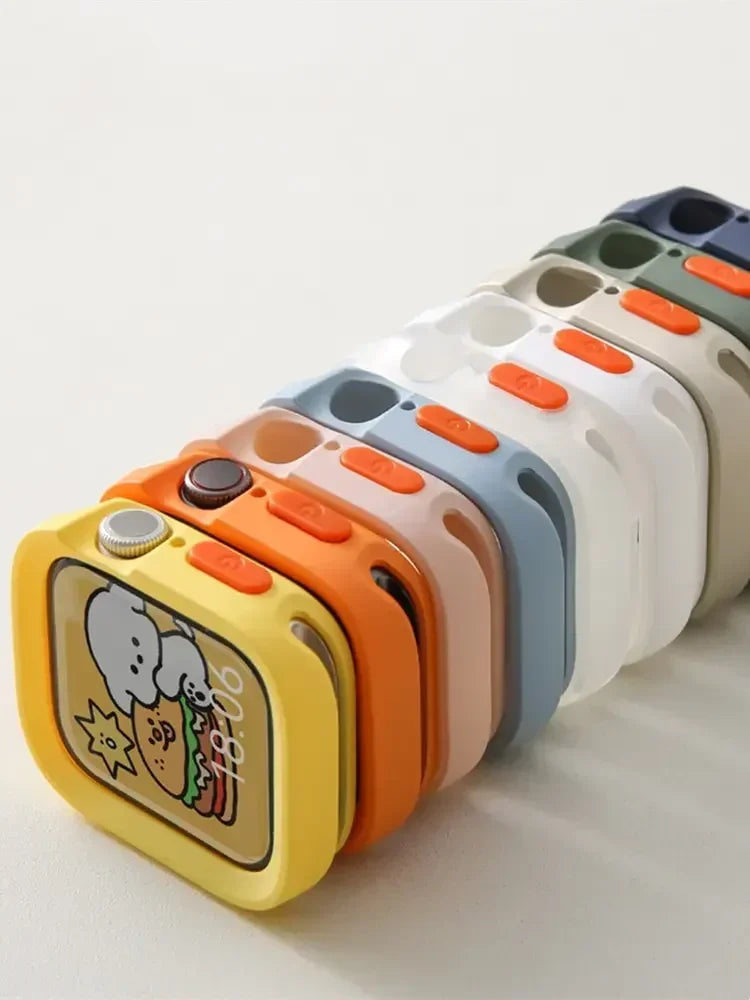 Bumper Soft Silicone Case For Apple Watch 9 8 7 6 SE 5 Sport Anti-drop Matte Cover For iwatch Ultra 49mm 41mm 40mm 44mm 45 mm