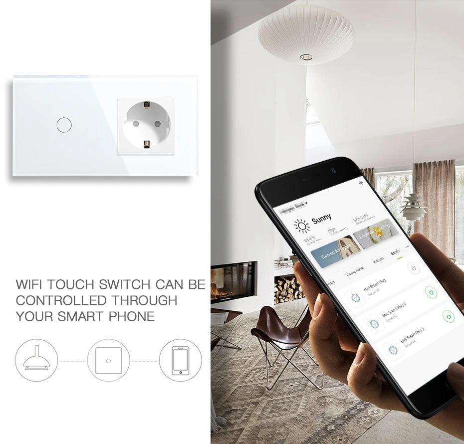 Bseed EU Zigbee Touch Switch 1/2/3Gang 2Way Smart Light Switch Wall Socket USB Type-C Charge Port Tuya Google Home Alexa Control