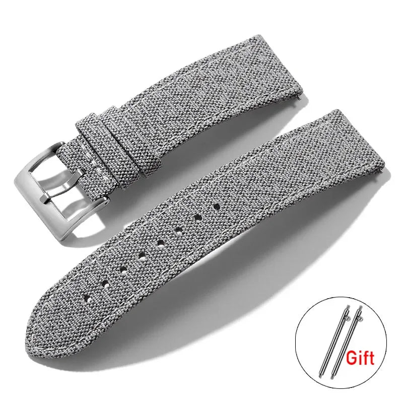 High Quality Nylon Leather Strap 20mm 22mm for Seiko for Samsung Galaxy Watch 6/5/4 Canvas Universal Quick Release Watch Band