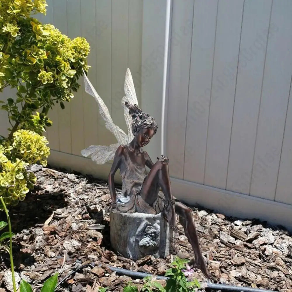 Flower Fairy Statue Garden Decoration Turek Sitting On Fairy Sculpture Outdoor Garden Courtyard Lawn Resin Decorative Sculpture