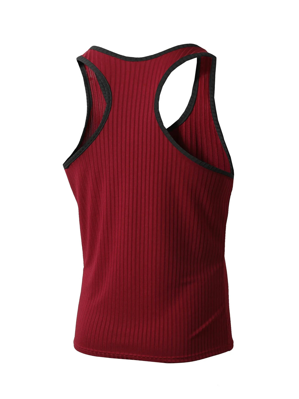 Summer Knitted Vertical Stripe Fitness Slim Vest for Men, Color-blocked Tank Top