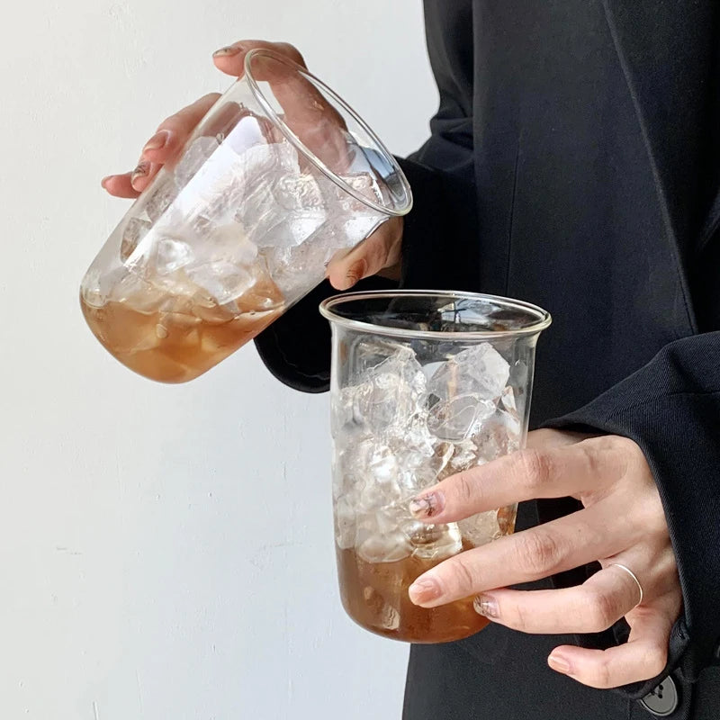 Functional Glass Coffee and Latte Cups, Transparent Milk and Juice Mugs, Simple Household Drinkware, Coffeeware Water Bottles.