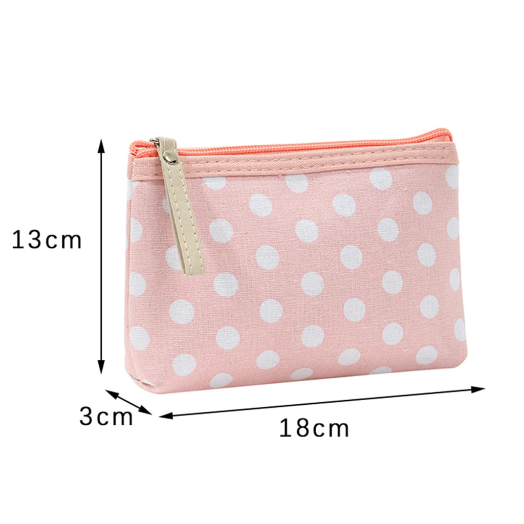 Small Fresh Canvas Dot Makeup Bag Simple and portable skincare storage bag Korean version student pencil case wallet