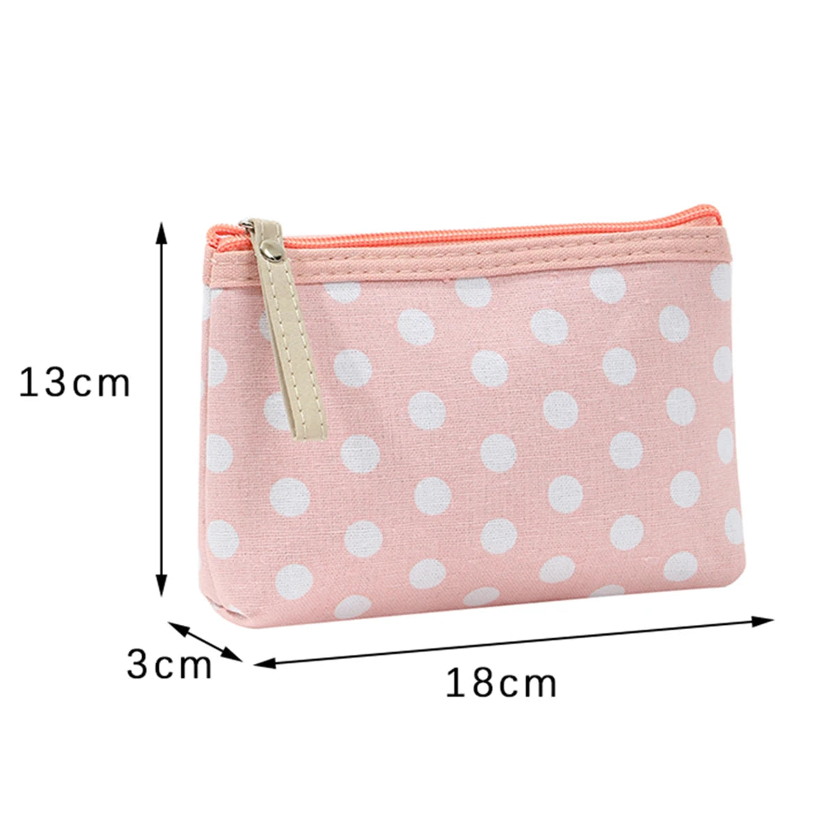 Small Fresh Canvas Dot Makeup Bag Simple and portable skincare storage bag Korean version student pencil case wallet