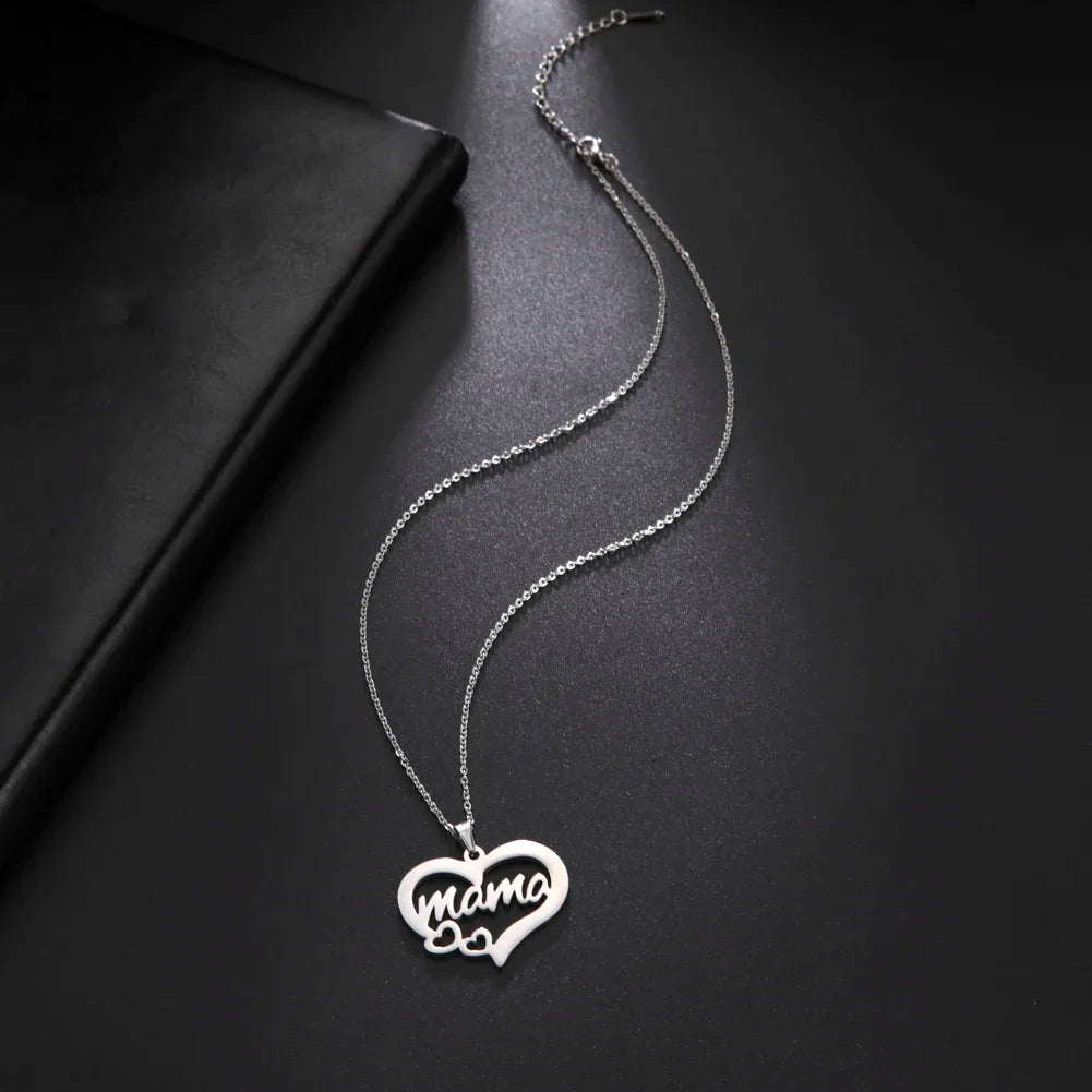 Skyrim Mother's Day Mama Letter Pendant Stainless Steel Necklace for Women Gifts love Pendant Neck Chain Exquisite Jewelry Gift