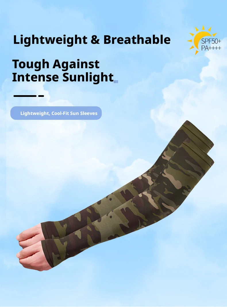 Sunscreen Camouflage Ice Silk Sleeves for Summer Outdoor Tactical Arm Protection, Suitable for Men and Women for Cycling,