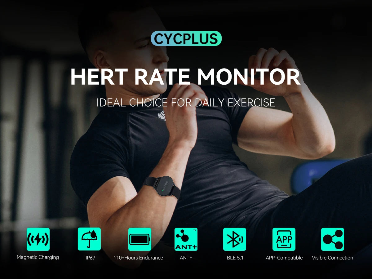 CYCPLUS Heart Rate Sensor Armband Wrist Belt BLE ANT+ Fitness Monitor for Wireless GPS Bike Computer