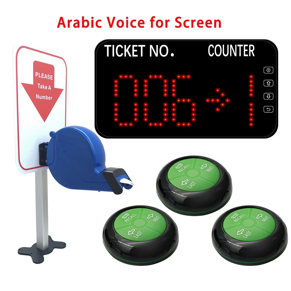 Queue Calling System with Next control button can add the number one by one Blue Ticket Dispenser with Paper Roll