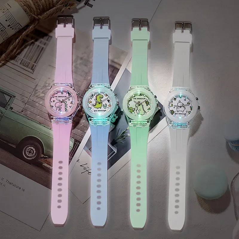 Children's Watch Cute Cartoon Watches Luminous Silicon Strap Boys Kids Students Fashion Quartz Wristwatches