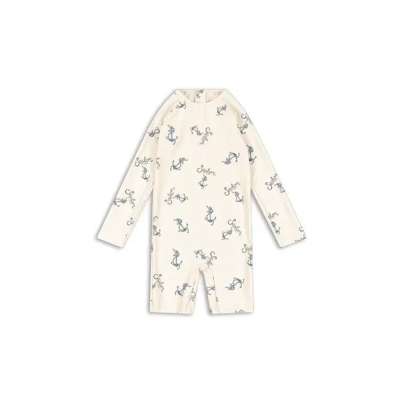 Baby Swimwear  Boys Swimwears Striped Lemon Long Sleeved Swimsuit Seahorse  Boy Beach Shorts kids Vacation Sunscreen Swimsuits
