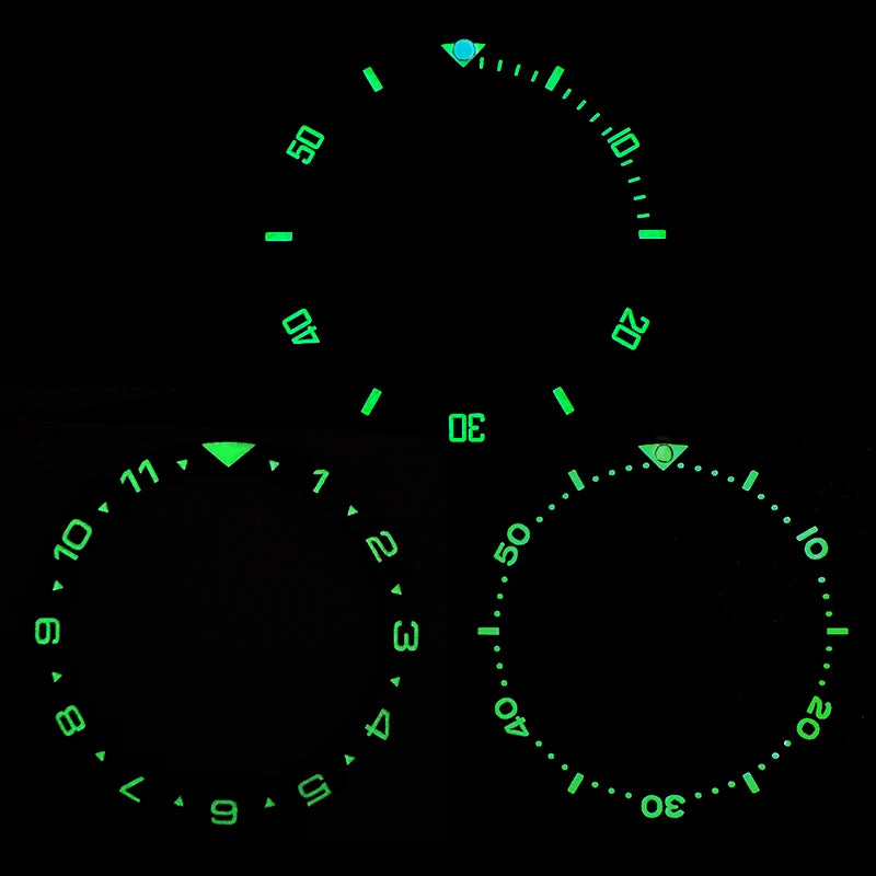 38mm x 31.5mm Flat Ceramic Luminous Bezel Insert for SKX007 SRPD Samurai King SPB185 Case Compatible, Replacement Ceramic Bezel