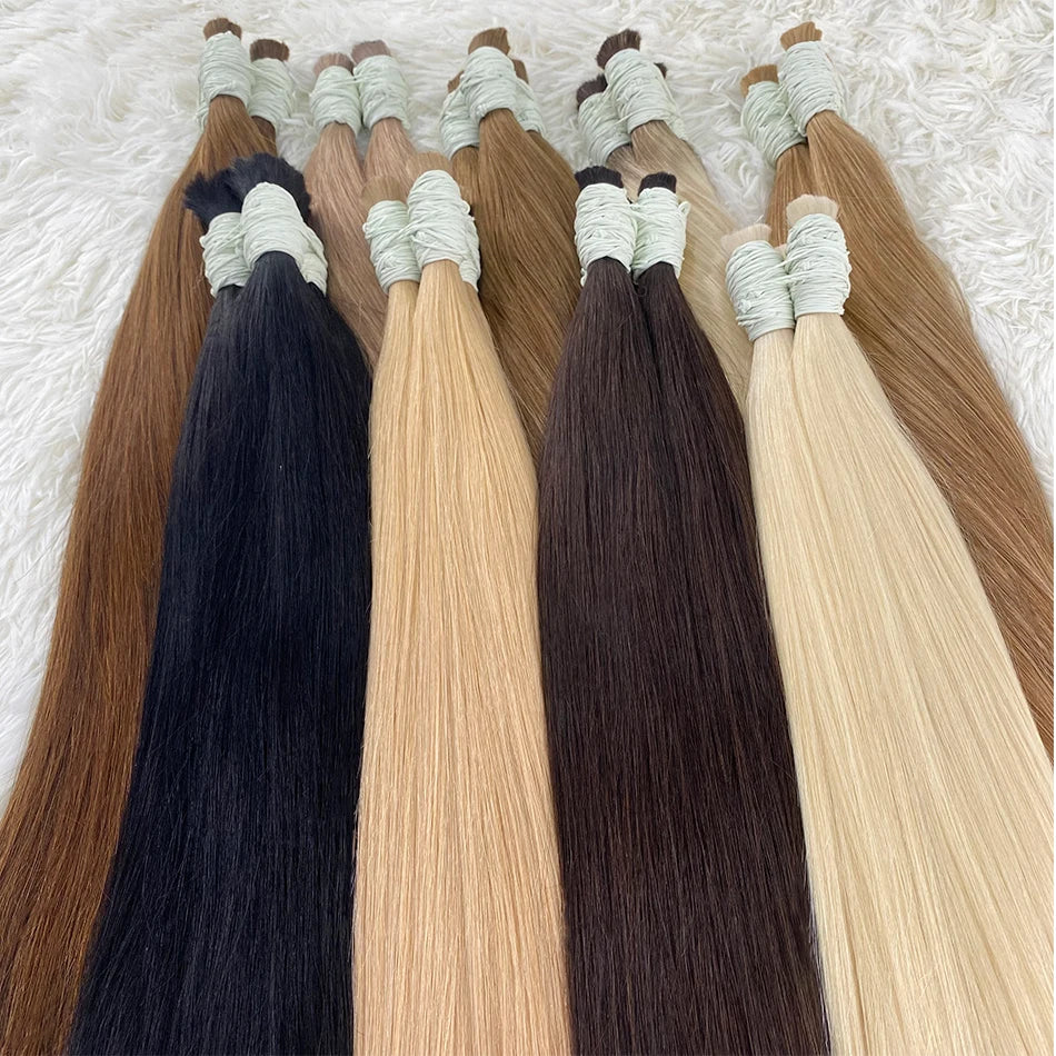 extensiones de cabello natural humano 100% natural original straight extensions raw vietnamese Indian human hair Bulk bundles