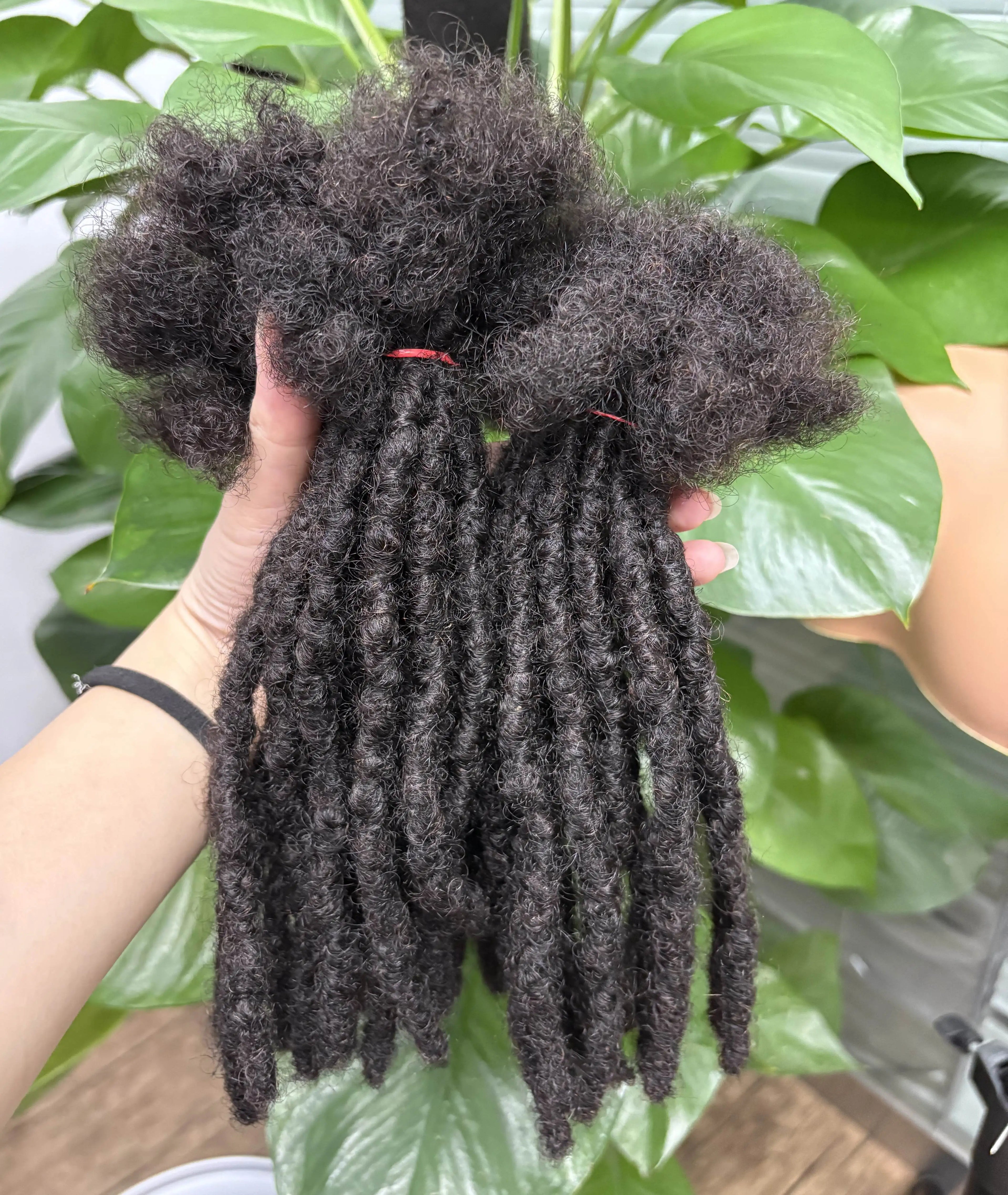 Loc Extension Human Hair 0.6cm Width 8inch 50 Strands Handmade Dreadlock Inter Extension Human Hair for Women/Men/Kids