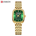 Curren 9093 Square Quartz Watch for Ladies, Waterproof Minimalist Casual Wristwatch with Stainless Steel Strap