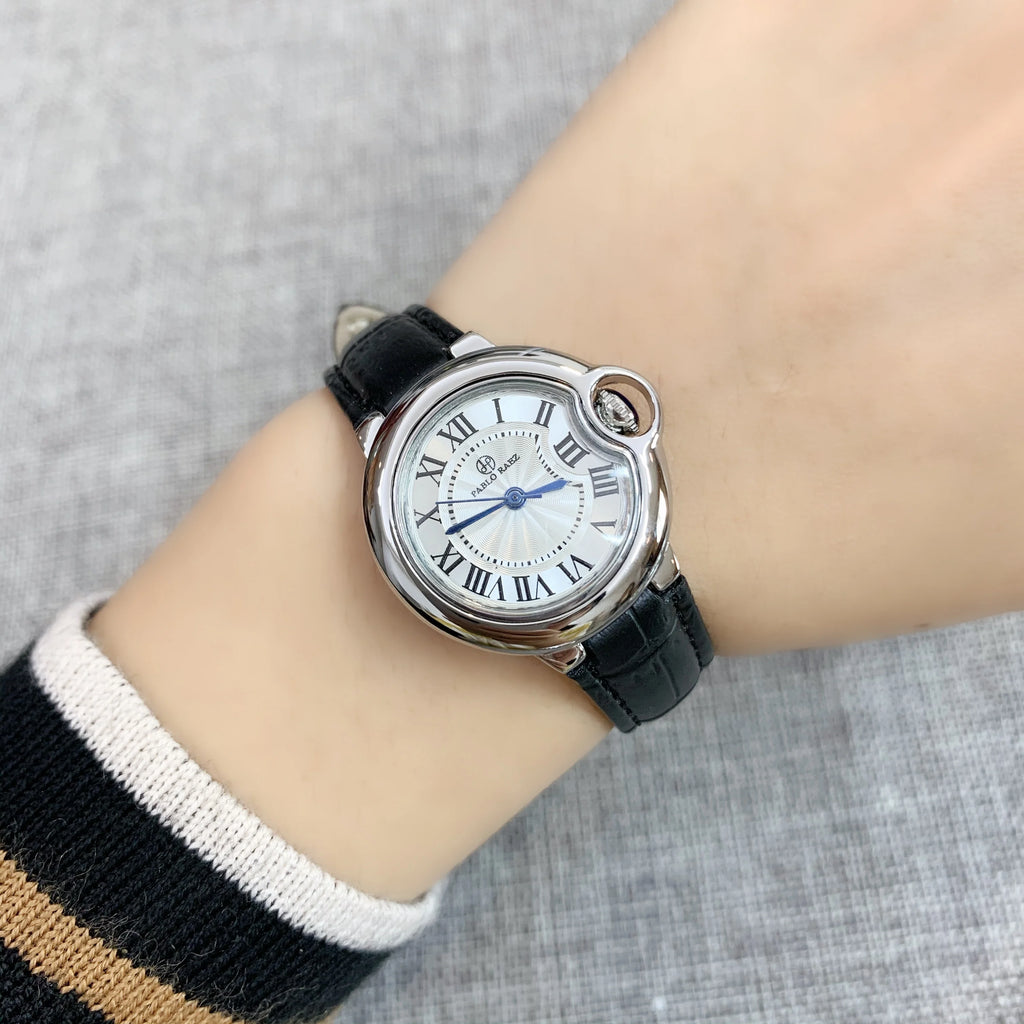 Pablo Raez Couple Watch for Men Women Reloj Mujer Man Quartz Wristwatch Male Simple Leather Strap Ladies Roman Numerals Clock