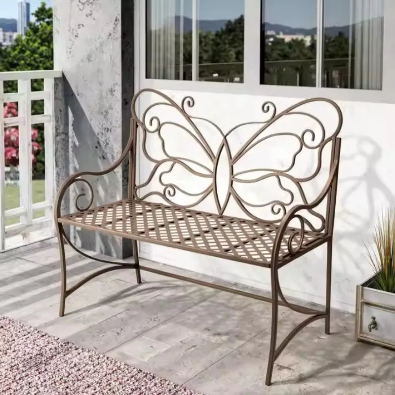 Garden decor bench for sitting wooden and metal bench made of iron and wood handicraft product customize size and colo