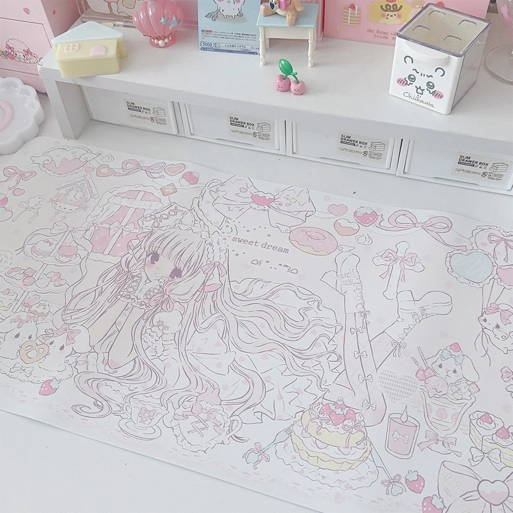 New Original Angel Girl Leather Mouse Pad Cartoon Rabbit Anti-slip Anti-fouling Dining Table Mat Large Size Computer Keyboard Pa