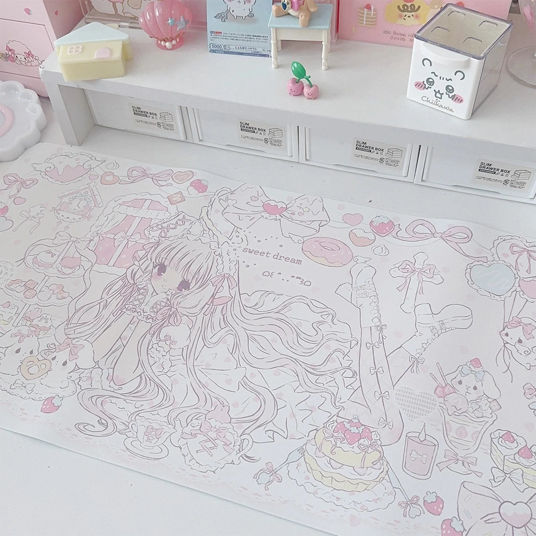 New Original Angel Girl Leather Mouse Pad Cartoon Rabbit Anti-slip Anti-fouling Dining Table Mat Large Size Computer Keyboard Pa