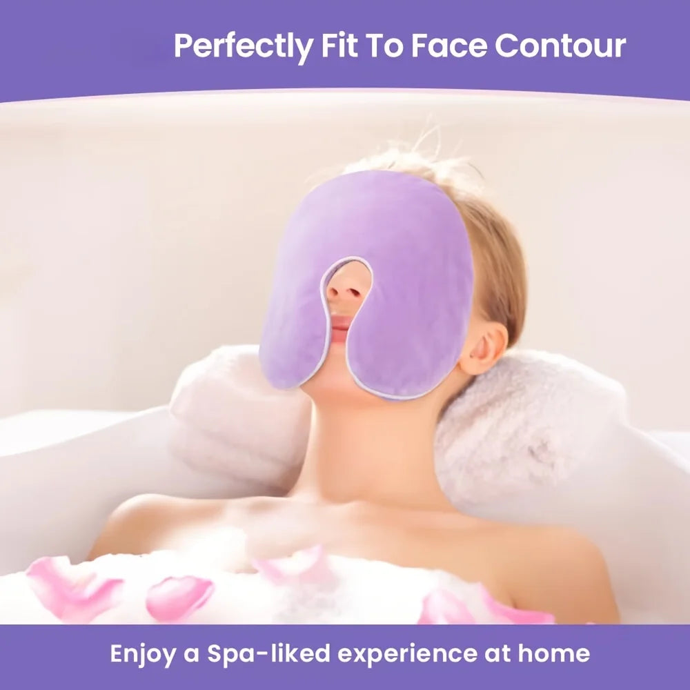 Heated Face Mask Cold Face Eye Mask Ice Pack Microwave Heating Pad for Face SPA Sinus Mask for Migraine Tension Stress Headache