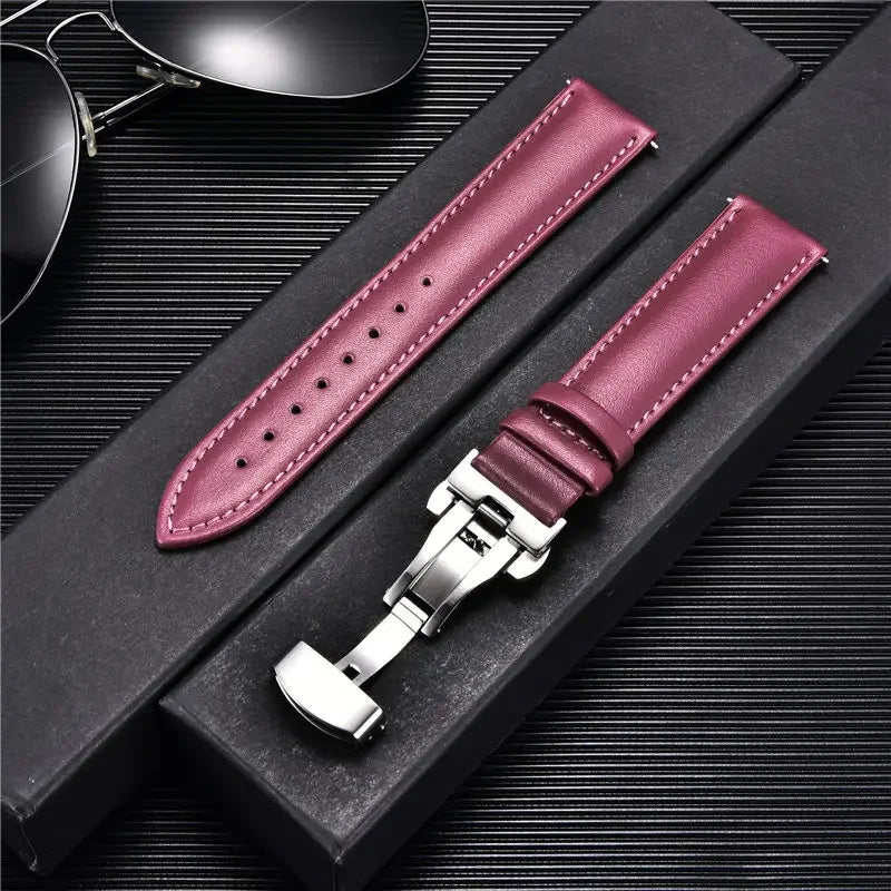 New Women's Business Commuter Strap 18mm 20mm 22mm 24mm with Automatic Butterfly Buckle Watchband