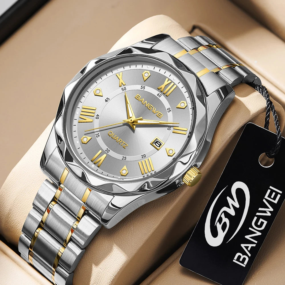LIGE Men Watch BangWei Top Brand Luxury Watch Men Waterproof Week Date Clock Sport Watch Men Quartz Wristwatch Relogio Masculino