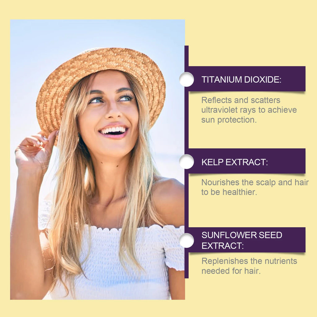 Scalp Hair Sunscreen Spray For Dyed Highlighted Hair UV Protection Prevent Hair Fading Dryness Lightweight Scalp Sunscreen Care