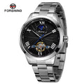 Forsining Men's Automatic Tourbillon Moon Phase Mechanical Watch Stainless Steel 3ATM Waterproof Luxury Design Business Style