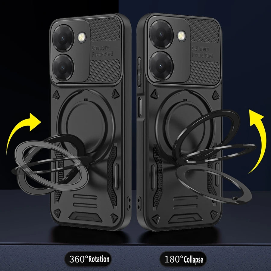 Solid Armor Shockproof Magnetic Case For Xiaomi Redmi 15C 15 A5 14C Note 14S 14 13 Pro Plus 5G Car Holder Ring Stent Phone Cover