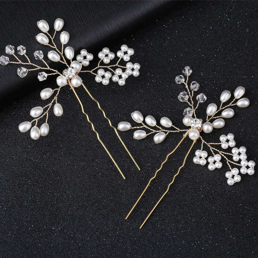 Bridal handmade pearl hairpins headpieces wedding dresses pin hair accessories for woman