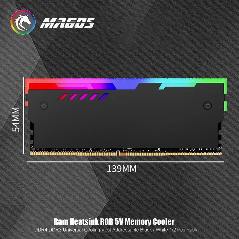 RAM Shell Radiator RGB DDR4 DDR3 Universal Heatsink Memory Vest ARGB 5V AURA Addressable Black White 1/2 Pcs Pack