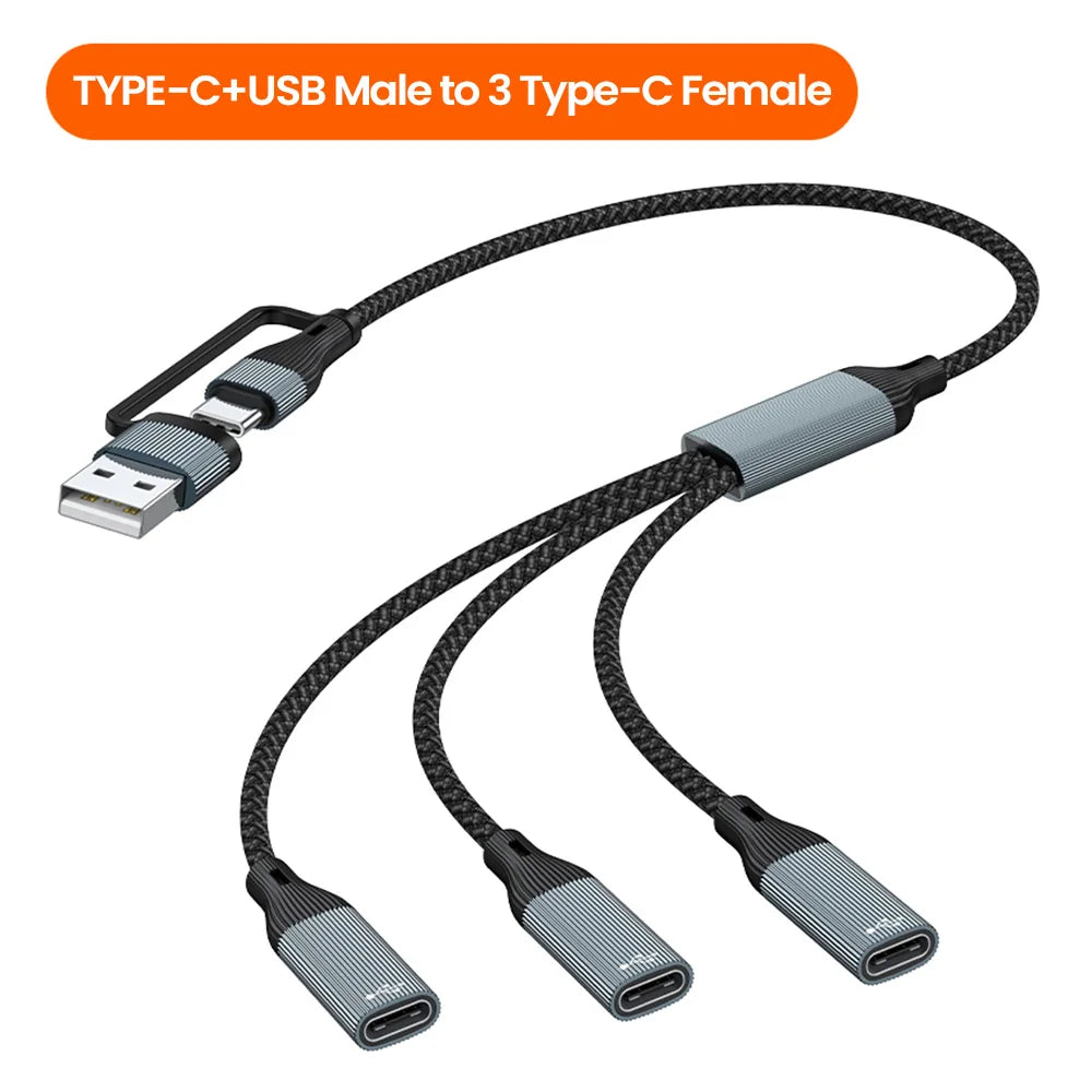 3 in 1 USB Type C HUB Multiple Splitter Adapter OTG Data Transfer 3/2 Port USB Power Charging Hub Cable Connector Adapter For PC