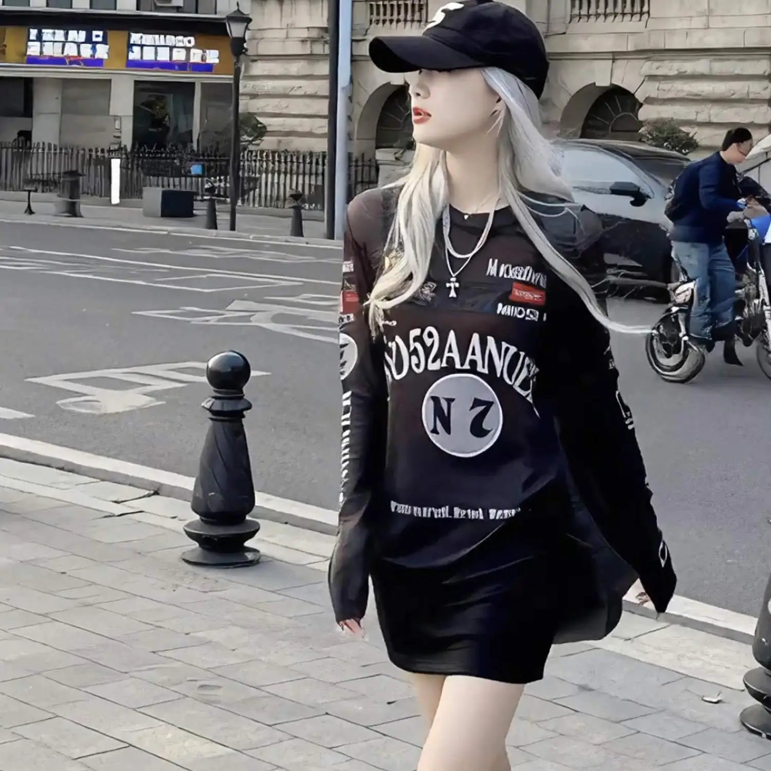 Sunshield Mesh T-Shirt Women's Base Layer Elegant Innerwear Summer Long-Sleeve Thin Cover-Up 2025 New Street Style Collection