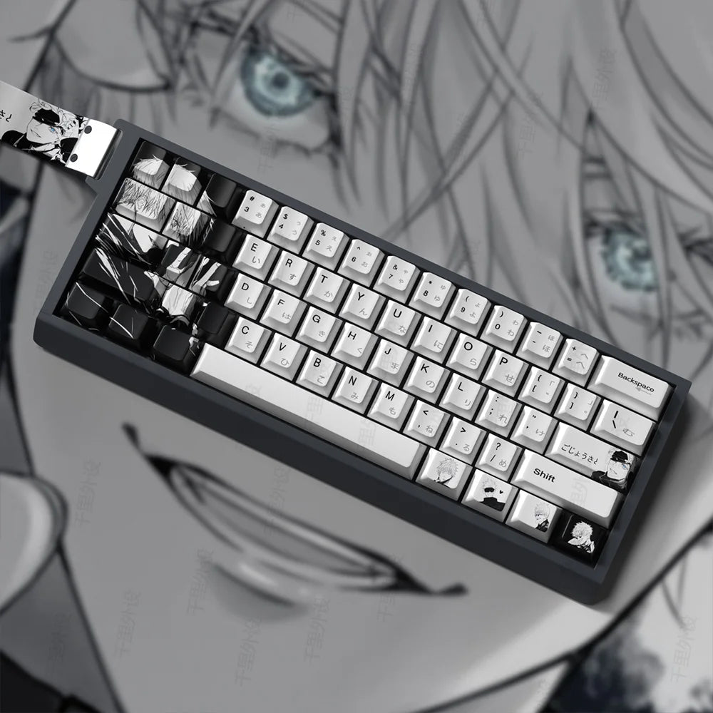 Satoru Gojo Theme Anime Keycaps Set PBT Sublimation Keyboard Caps Custom Cherry Profile Keycaps for Mechanical Keyboard 105key