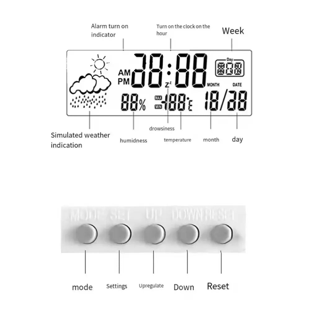 Digital Display Digital Clock Electronic Design Multifunction Features Desk Clock Decoration Style Study Design Table Clock
