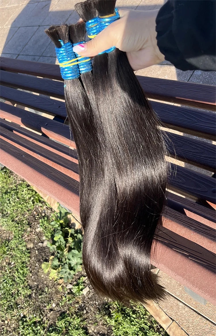 extensiones de cabello natural humano 100% natural original straight extensions raw vietnamese Indian human hair Bulk bundles
