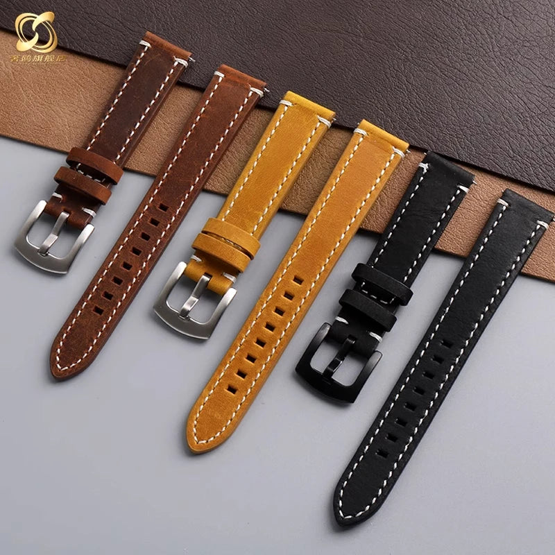 Cowhide Watchband For Casio A158 A168 f91w AE-1200WHD/A159/A169 AE1200 Watch Strap Quick release Soft Bracelet men accessories