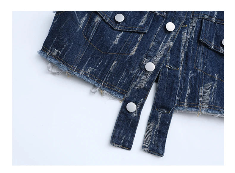 junior Girls Street Jazz Dance Set short denim vest jacket+Irregular skirt black top shorts belt teen girls clothes suit outfits