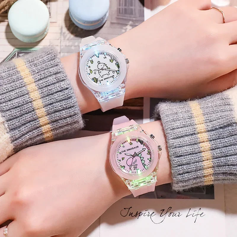 Children's Watch Cute Cartoon Watches Luminous Silicon Strap Boys Kids Students Fashion Quartz Wristwatches