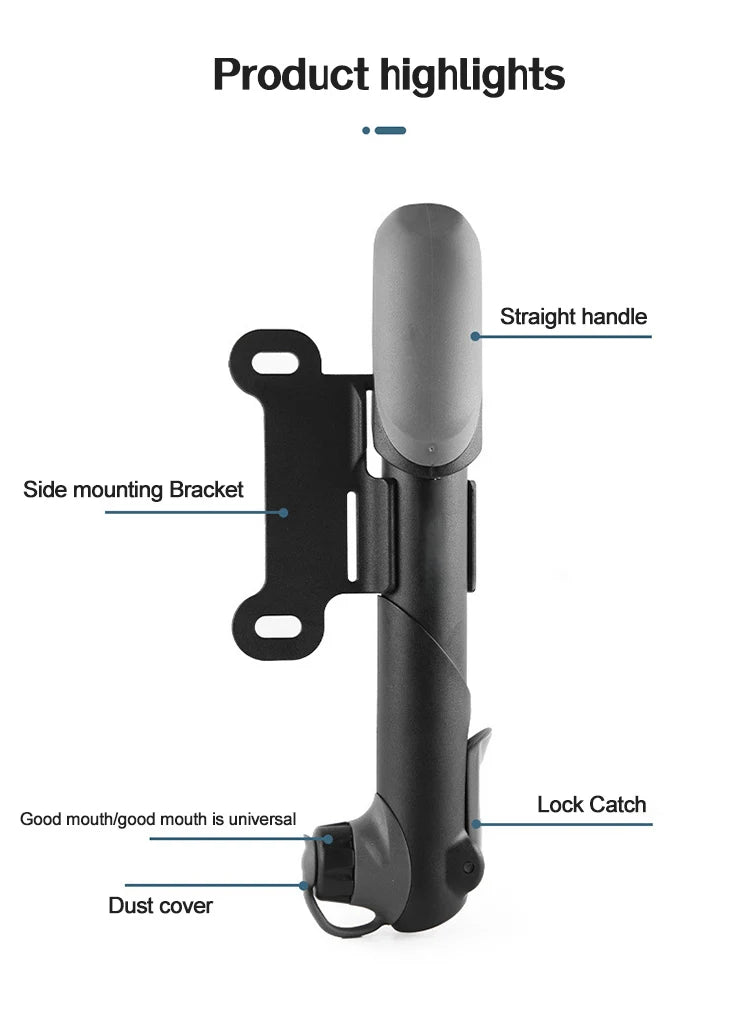 Portable Bicycle Pump Mini Hand Pump Bike Tire Fill Inflator Air Injector with Pressure Gauge MTB Road Cycling Accessories Tools