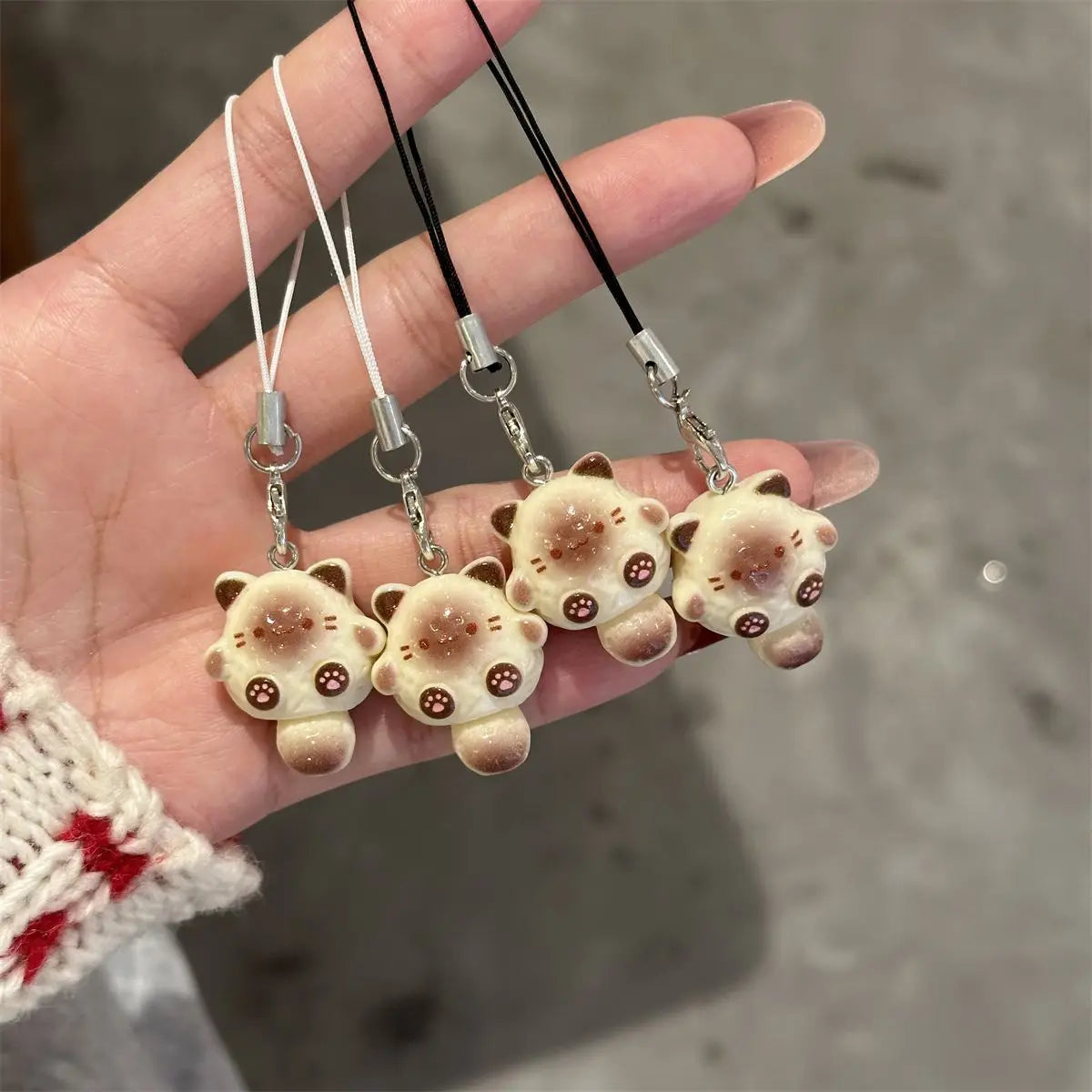 Kawaii Cat Bear Pendant Phone Keychain Cute Adorable Phone Charm Strap Keycord