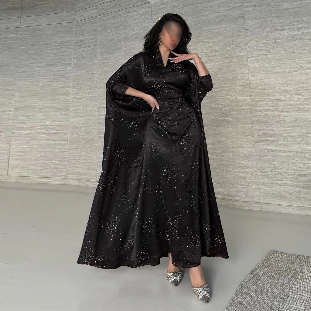 Eid Muslim Abaya Women Diamond Dress Party Night Ramadan Arab Dubai Dresses Kaftan Vestidos Largos Long Robe Jalabiya 2025
