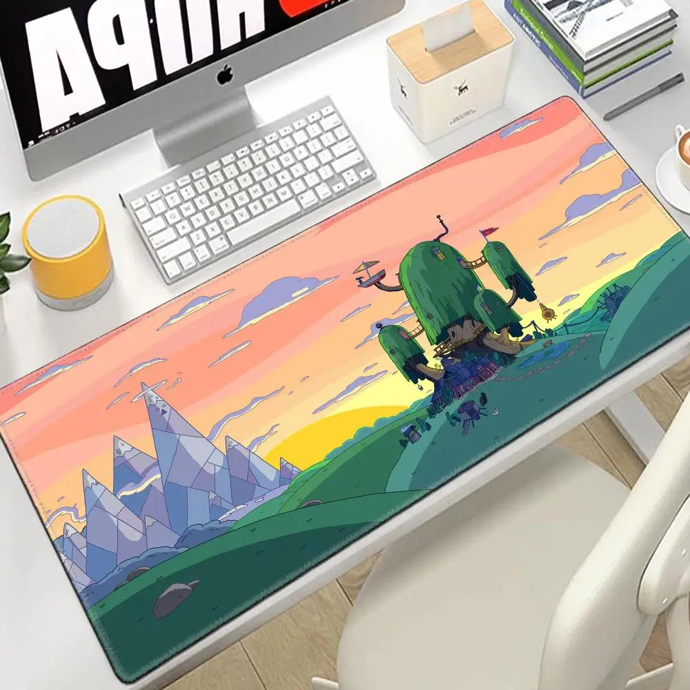 Desk Mat Adventure Time Mouse Pad Large Gamer Cabinet Pc Cabinets 80x30 Extended Cute Keyboard Mousepad Games Gaming Accessories